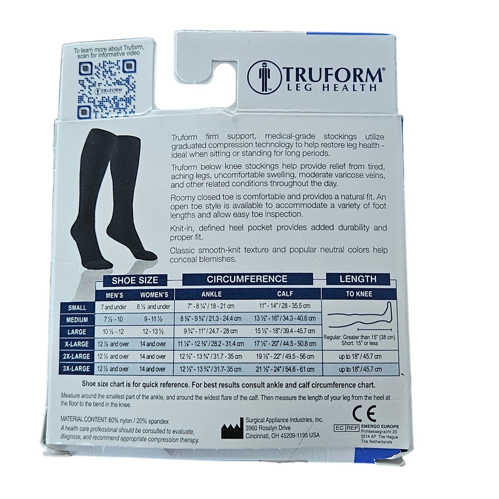 Truform 38865 Medical Compression Stockings 20-30 mmHg Firm Black Medium Unisex - Picture 2 of 6